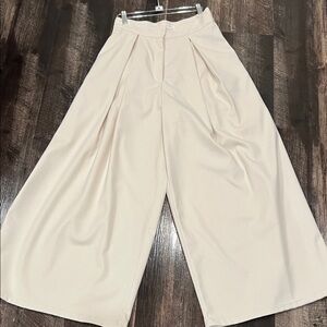 New Elegant Cream Wide-Leg Pants